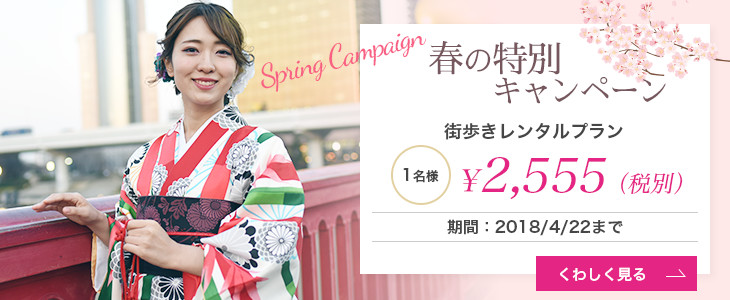 春の特別キャンペーン　街歩きレンタルプラン 1名様 ¥2,555（税別） くわしく見る